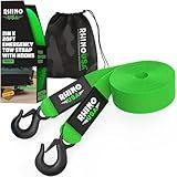 Rhino USA Tow Strap with Hooks (2in x 20ft) - 10,321lb Roadside Recovery