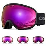 Odoland Photochromic Ski Goggles for Sunny and Cloudy Days, Anti-Fog OTG UV Protection Snowboard Goggles for Men Women Youth