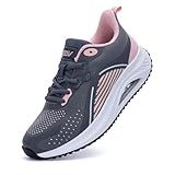 GyeBea Womens Walking Shoes Arch Support Plantar Fasciitis Shoes Orthotic Tennis Sneakers for Pain Relief GreyPink Size 8