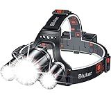 Blukar LED Rechargeable Headlamp,Super Bright Rechargeable Headlight Flashlight-3 Lights 5 Modes,Zoomable,Spotlight&Floodlight Combination,IPX6 Waterproof,20+Hrs Runtime for Running,Hiking,Camping etc
