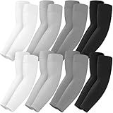Mochabao 8 Pairs Soft Arm Sleeves, UV Sun Protection Cooling Compression Arm Covers for Outdoor Work, Sports, Men & Women (Black/White/Dark Gray/Light Gray)