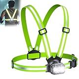 Viccux 500LM High-Visibility Running Lights for Runners with 7 Modes, Adjustable 45° Beam, 360° Reflective Vest & IPX4 Waterproof Running Vest Headlamp for Night Walking/Cycling, 3.5-20Hrs Runtime