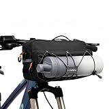 WINPRIM Bike Handlebar Bag, 5L Large Capacity Bicycle Front Bag, Water Resistant Bike Bag with Reflective Straps & Shoulder Strap, Handlebar Frame Bag for Road Bike, MTB, Commuter Cycling BLACK