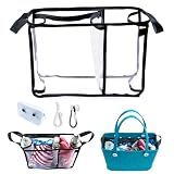 Clear Beach Bag Organizer Insert with 3pcs Accessories for Medium Bogg Bag Inserts -Beach Tote Bag Divider with Sunglasses Holder, Phone Holder and Clips Hooks - Beach Tote Insert Organizer Liner