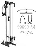 Mikolo Wall Mount Cable Station, Cable Crossover Machine with Dual Pulley System and 19 Adjustable Positions for Home Gym Fitness Equipment, Black