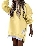 CHICME Womens Long Sleeve Zipper Slit Oversized Sweatshirt Casual Pullover Zipper Hoodies Fall Clothes-y-XXL Yellow