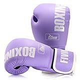 FIVING Pro Style Boxing Gloves for Women, PU Leather, Training Muay Thai,Sparring,Fighting Kickboxing,Adult Heavy Punching Bag Gloves Mitts Focus Pad Workout for Ladies (New Purple, 10oz)