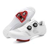 DUNPAI Unisex Cycling Shoes Compatible with Peloton Indoor Outdoor Road Bike Riding Shoes for Men Women with Delta Cleats, White US 11.5 Women/10 Men