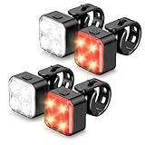 Akale Bike Lights Set, Rechargeable Bicycle Lights Front and Rear, 4 Light Mode Options, Bike Headlight, IPX4 Waterproof, Easy to Install for Men Women Road （ 2 Pack ）