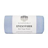 Shandali Stickyfiber Hot Yoga Towel - Silicone Backed Yoga Mat-Sized, Absorbent, Non-Slip, 24" x 72" Bikram, Gym, and Pilates - (Blue, Standard)