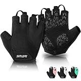 SIMARI Gel Pad Cycling Gloves with Cushion/Grip/Breathable, Workout Bike Gloves for Men Women Biking, Mountain Biking, Fitness, Gym Exercise, Weight Lifting Training, Yoga, Pilates (Black, M)