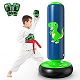 QPAU Inflatable Punching Bag, 48 Inch Stable Inflatable Boxing Bag for 3-6 Kids,Dinosaur Toy & Gifts for Boys and Girls, Kids Boxing Set for Practicing Karate, Taekwondo