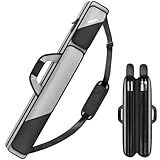 PEKREWS Pool Cue Case, Pool Stick Case 2x2 Holds 2 Sticks with 2 Accessory Zipper Pockets, Sturdy Polyester Pool Cue Carry Bag with Shoulder Strap Handle, Soft Billiard Cue Sling Bag for Men and Women