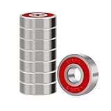 Hooceen Bearings for Skateboards, Longboards, Inline Skates, Roller Skates, Spinners, Double Shielded,8x22x7 Miniature Ball Bearings, 608, ABEC-9(Pack of 8)