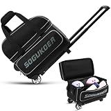 2 Ball Bowling Bag with Wheels,Large Shoe Compartment Fits men's size 15.5