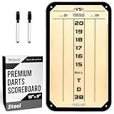 GoSports Dry Erase Steel Darts Scoreboard - Cricket and 01 Dart Games with 2 Magnetic Markers