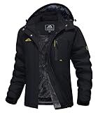 MAGCOMSEN Women Ski Jacket Waterproof Insulated Snow Jacket Winter Coat with Hood Ladies Snowboarding Jacket Black Winter Jacket
