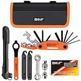 Bicycle Repair Bag With Tire Pump, Portable Tool Kit for Camping Travel - Bike Glueless Patches, Maintenance Essentials All in One Safety Kit