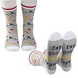 PXTIDY 2 Pairs Cricket Player Socks - Eat Sleep Cricket Repeat - Game Socks for Team Coach Gift