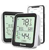 Govee Indoor Hygrometer Thermometer 2Pack H5075 with Bluetooth App Control | Room Temperature Humidity Meter, 164ft Remote Monitor, Smart Alerts, 2 Years Data Storage Export, for Bedroom Wine Cellar