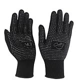 ANGENIL 2 Pcs Heat Resistant Gloves with Silicone Bumps, Black Silicone Anti Slip Heat Proof Gloves, Suitable for irons, Curling Iron, Straighteners, Hot Tools Flat Iron, Universal Sizes, Black