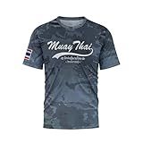 TAO MARTIAL Muay Thai T-Shirt Dry Fit Top Boxing Short Sleeves Design Camouflage (Carbon Color, Size L)