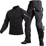 YKS JOOB Mens G3 Combat Uniform Set Tactical Combat Shirt and Pants Suit Hunting Paintball Airsoft Apparel Black XXXL