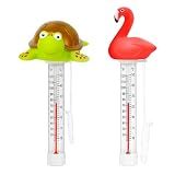 XY-WQ 2 Pack Floating Pool Thermometers, Flamingo and Turtle