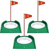 Sotiff 3 Pcs Golf Putting Practice Cup Hole Training Aids Golf Accessories Training Putters with Plastic Flag for Adult Office Garage Yard Indoor Outdoor Practice (Red)