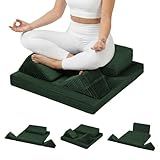 PRIMEPATIO Meditation Cushion Set, Meditation Pillow for Sitting on Floor, Large Yoga Pillow with Knee Support, Washable Zafu Meditation Mat, 3 Shapes Floor Pillow for Adults, Green