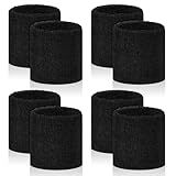 PEASUG 8 Pcs Sports Wrist Sweat Bands for Men & Women，Absorbent Wrist Sweatbands Tennis Wristbands, Elastic Wrist Bands for Sweat for Basketball Tennis Football Gym Running Working Out, Black