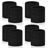 PEASUG 8 Pcs Sports Wrist Sweat Bands for Men & Women，Absorbent Wrist Sweatbands Tennis Wristbands, Elastic Wrist Bands for Sweat for Basketball Tennis Football Gym Running Working Out, Black