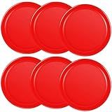 3 1/4 Inches Air Hockey Pucks 6 Pack Full Size Heavy Replacement Pucks for Game Tables Equipment Accessories (Red)