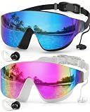 Zoomsnail Swim Goggles 2 Pack, Rimless Wide View Swimming Goggles for Adult, Anti-Fog Anti-UV No Leaking Pool Goggles for Men Women Youth