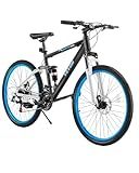 VEVOR Mountain Bike, 26 inch MTB Bicycle with Full Dual Suspension, 21 Speeds Twist Shifting, Dual Disc Brakes, Aluminum Alloy Frame, for Men/Women