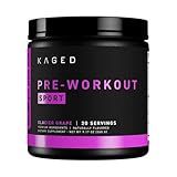 Kaged Sport Pre Workout Powder for Men & Women, Glacier Grape, Sport Certified, 188mg Caffeine, Nitric Oxide Supplement, Beta Alanine for Energy, Weightlifting, Cardio Endurance, Strength, 20 Servings