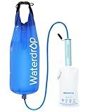 Waterdrop Gravity Water Filter Straw, Camping Water Filtration System, Water Purifier Survival for Travel, Backpacking and Emergency Preparedness, 1.5 gal Bag, 0.1 Micron, Light Blue