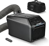 FO-KOKO Dual Hose 6800 BTU Portable Camping Air Conditioner & Heating, 5-in-1 Quiet Small AC Unit with 550W, Windowless AC for Tent, RV, Van, Car, Garage, Indoor & Outdoor Use(Ash Gray)