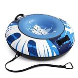47-Inch Heavy-Duty Inflatable Snow Tube with Canvas Cover, Kids & Adults
