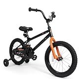bicystar Kid Bike with Training Wheels, BMX 16 inch Bike with Pedals, Toddle Bicycle for 3-5 Year Old Boys Girls, Birthday Gift, Black