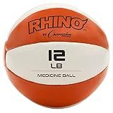 Champion Sports Exercise Medicine Ball, 11-12 lbs, Leather with No-Slip Grip, Weighted Med Ball for Weight Training, Stability, Plyometrics, Cross Training, Core Strength, Heavy Workout Ball