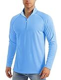MAGCOMSEN Mens Rash Guard Shirt Long Sleeve Outdoor Shirts for Men Hiking Shirts for Men Lightweight Fishing Shirts Long Sleeve Polo Shirt Blue