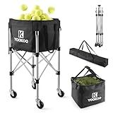YooKoo Sturdy Tennis Ball Hopper Holds 200 Balls, Lightweight Tennis Ball Basket with Adjustable Height, Easy to Use Without Installation for Tennis Training and Teaching