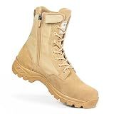 IODSON Men's Military Tactical Work Boots with Side Zipper, Puncture Resistant, Desert Combat, Army Jungle, 8 Inch Lightweight Hiking Boots Beige US 9
