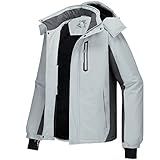 CAMEL CROWN Men's Mountain Snow Waterproof Ski Jacket Detachable Hood Windproof Fleece Parka Rain Jacket Winter Coat