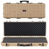 VEVOR Rifle Case, Rifle Hard Case with 4 Layers Fully-protective Foams, 42 inch Lockable Gun Storage with Wheels, IP67 Waterproof & Dustproof, for Rifle, Shotgun, Airsoft Gun, Khaki