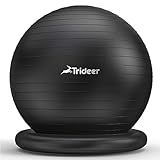 Trideer Exercise Ball for Office Desk, Yoga Ball Chair to Relieve Back Pain, Stability & Fitness Ball Seat with Base, Home Gym Core Workout, Abs, Stretching & Therapy