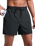 CRZ YOGA Men's Linerless Workout Shorts 5'' - Lightweight Quick Dry for Running Sports Athletic Gym with Pockets Black Medium