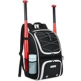 Ciihars Youth Baseball Bag - Baseball Backpack Bat & Glove Holder, T-Ball & Softball Equipment & Gear,Large Main Compartment for Helmet & accessories, Fence Hook，Insulation Pocket (black)