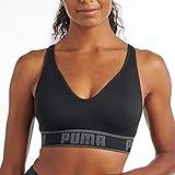 PUMA Womens Seamless Sports Bra, Black/Grey, Large US